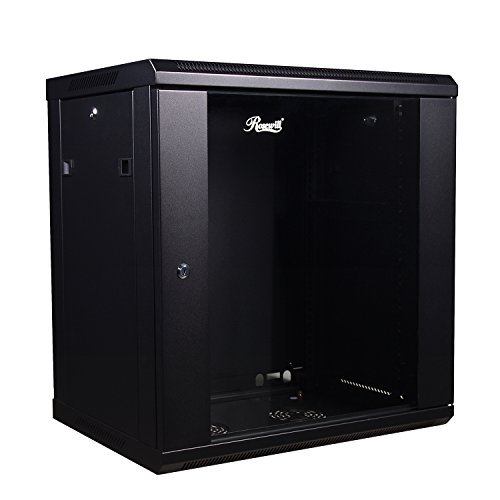Rosewill Professional 12U Wall mount Cabinet Enclosure 19-Inch Server Network Rack With Locking Glass Door 16-Inches Deep Black (RSWM-12U001)
