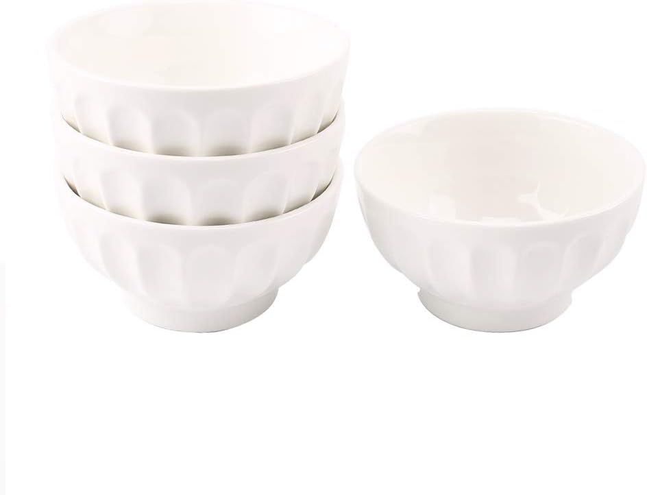 YALONG 18 Ounce Fluted Ceramic Soup Bowls Microwave Safe 5.
