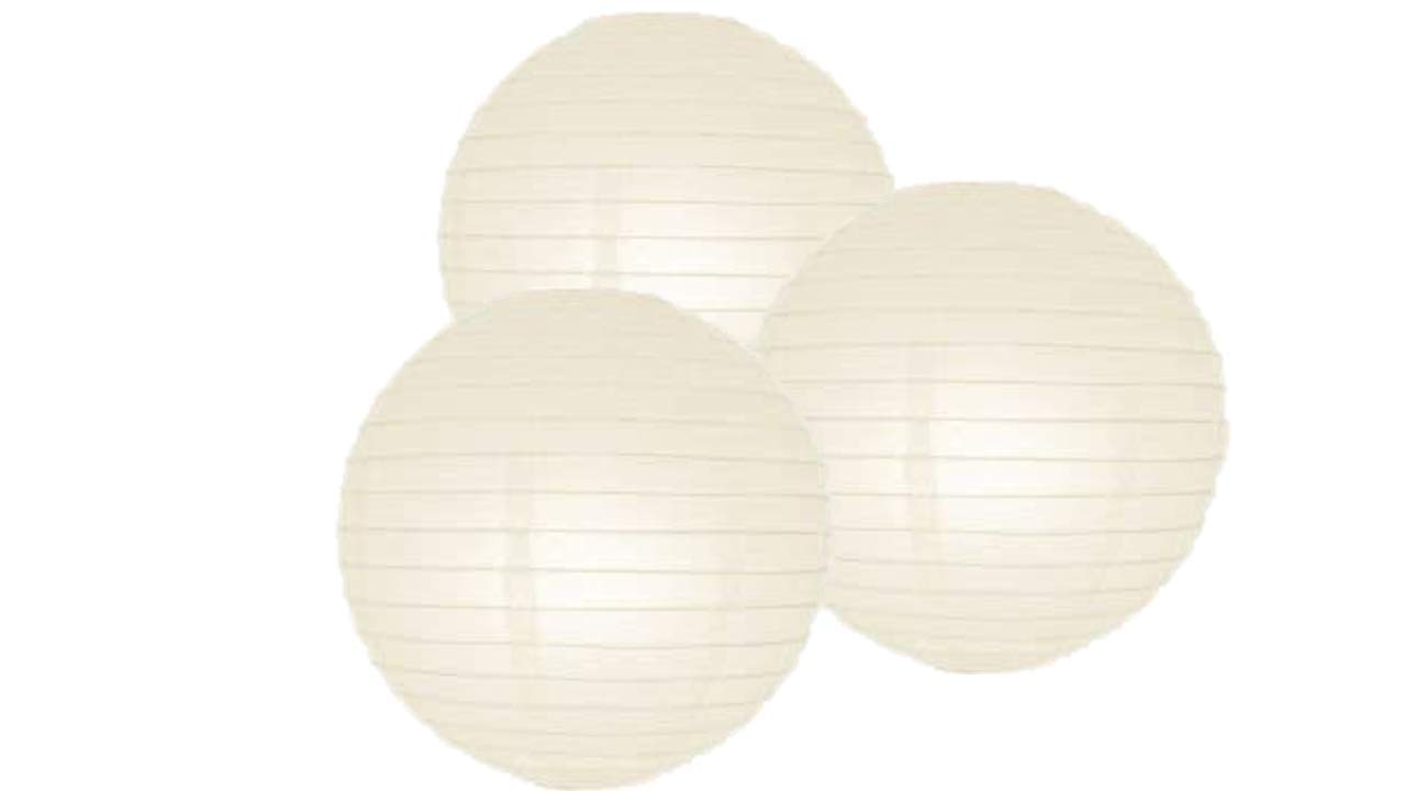 Pack of 3 Paper Lantern Lampshade Party Birthday Baby Shower Wedding Celebration Decoration (Ivory/Cream, 4" (10cm))