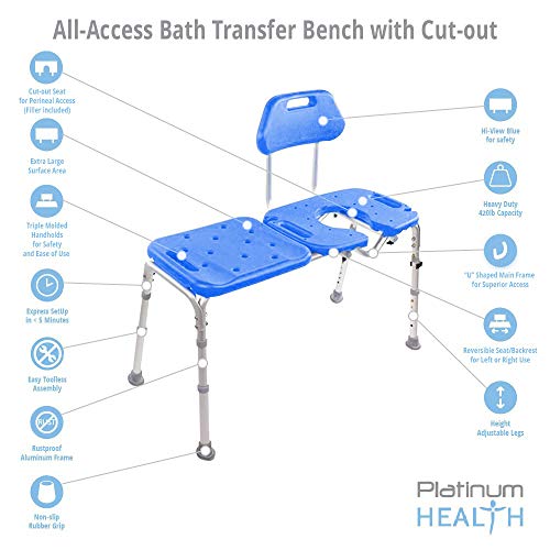 Bath Transfer Bench with Cutout Shower Seat, Deluxe AllAccess Chair