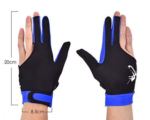 Ace Select Billiard Pool Cue Glove 1 Piece, 3 Fingers Elastic Lycra Stretchable Snooker Glove - Blue - Thumbnail 2