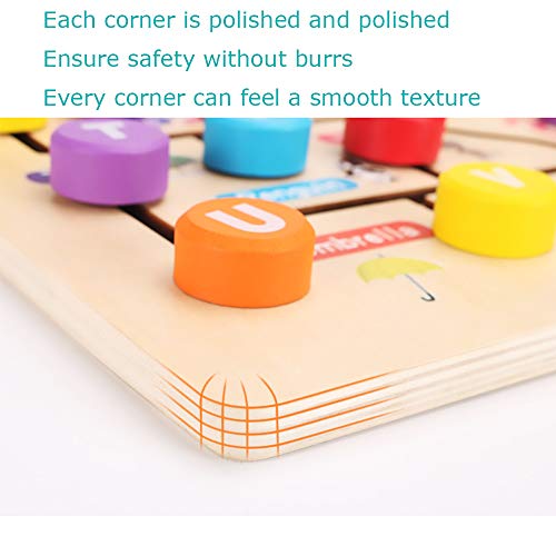 FANSUSENKE ABC Alphabet Montessori Toys for Toddlers Kids Wooden Puzzle Learning Toys Early Developmental Activity Encourages Fine Motor Skills and Color Recognition for Babies Ages 3 + - Thumbnail 3