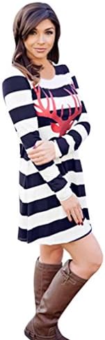 Mom＆Me Baby Girls Women Christmas Dress Daoroka Deer Long Cute Beautiful Sleeve Dress Family Outfits Clothes (L, Mom/White)