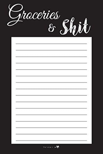 Grocery List Magnetic Pad, Chalkboard Groceries &amp; Shit, Funny Shopping List Notepad with Magnet, 50 Sheets, 5.5" x 8.5", Made in USA