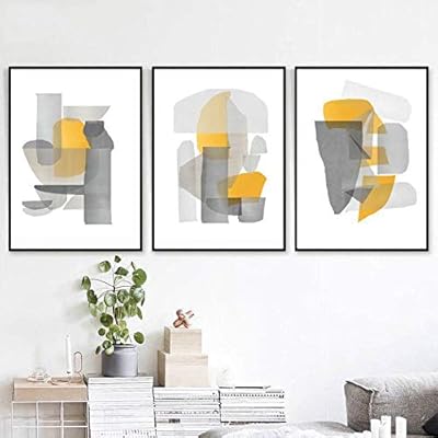 Canvas Print Painting Triptych Modern Abstract Gray Yellow Scandinavian Canvas Painting Wall Art Posters Prints No Frame Pictures Living Room Home Decoration 20x30cm Buy Online At Best Price In Uae Amazon Ae