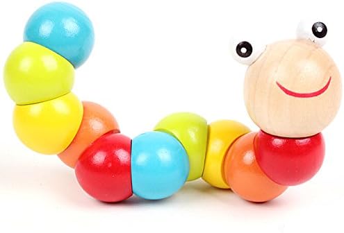 SUIE 1Pcs DIY Twist Caterpillars Wooden Toy Creative Educational Toy for Infant Baby Kids