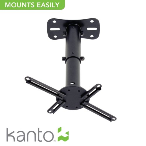 Kanto P101 Universal Projector Ceiling Mount - Solid Steel Construction - Easy to Install - Black