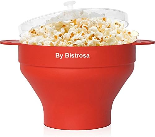Premium Collapsible Microwave Popcorn Maker One of the Best Microwave Popcorn Poppers for Home - Easy to Use - Healthy Choice - 100% Platinum Silicone - RED