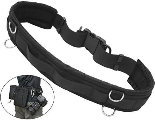 Tactical Duty Belt Adjustable Utility Waist Strap Belt for Quick Release with D-rings and Loop for Hanging Tripod Monopod Camera Case Lens Case Flash Case SD Card Pouch and more for Photographers