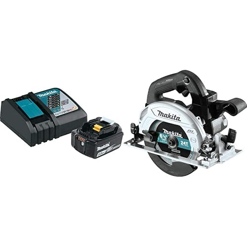 Makita BL1850BDC1 18V LXT® Battery and Charger Starter Pack 5.0Ah with Bonus XSH04ZB 18V LXT® Sub-Compact Brushless 6-1/2” Circular Saw Image