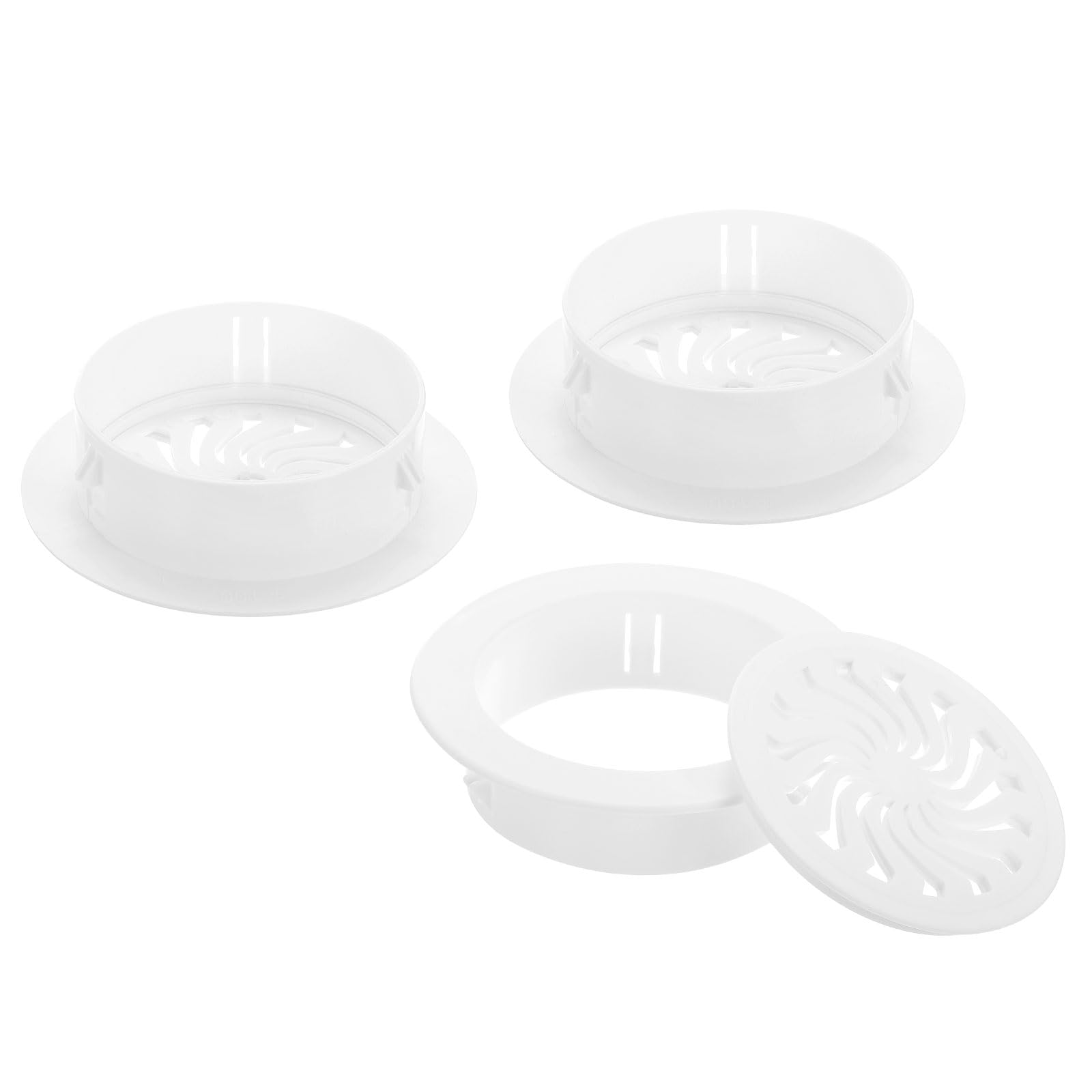 PATIKIL Air Conditioning Wall Hole Cover, 3Pcs Air Conditioner Blocking Hole Plug Decoration Water Pipe Sealing Plate Cover with Grille for 4" - 4.3" Diameter Hole, White