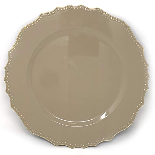 allgala 13-Inch 6-Pack Heavy Quality Round Charger Plates-Floral Tan-HD80347