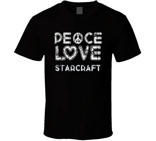 Sunshine T Shirts Peace Love Starcraft Cool Boat Lover Fun Worn Look Summer T Shirt 2XL Black