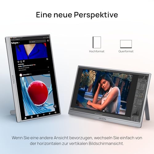 ARZOPA Portable Monitor 17.3 Inch Grey 1080P FHD 103% sRGB IPS Gaming Monitor Laptop Monitor with Built-in Stand HDMI USB C External Screen for PC Mac Mobile Phone Xbox PS5 - Z1C Plus