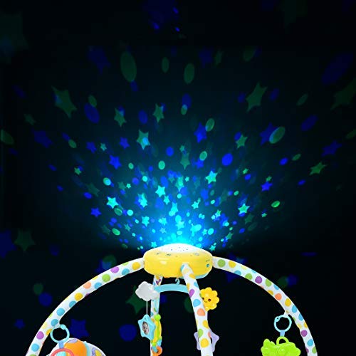 FORSTART Kick and Play Piano Play Gym Night Moon Stars Light Projector Large Activity Play Mat Newborn for Baby 1-18 Month Sit Lay Down Infant Tummy Time Sensory Development Educational Playtime