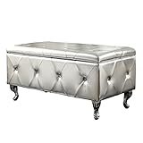 Christies Home Living Silver Crystal Tufted Storage