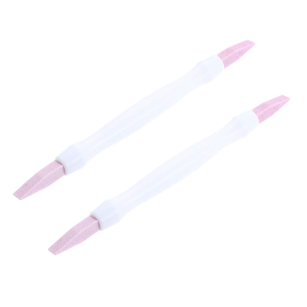 Lurrose 2PCS Pumice Stone Double-headed Nail Cuticle Pusher Nail Art File Buffing Tool