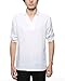 BYLUNTA Mens Slim Fit Linen Cotton Long Sleeve Popover Casual Daily Office Henley Neck Shirt Regular Fit (X-Large,White)