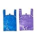 LazyMe T Shirt Bags, Bolsas De Plastico Para Negocio,12x20 Inches Plastic Shopping Bags with Handles for Grocery, Business, Restaurant Use (Blue 50pcs, Purple 50pcs)