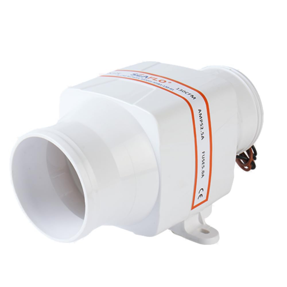 Seaflo in line Bilge Air Blower 130 CFM boot zwart ventilatie marine 12 V 2,5 Amp