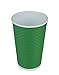 Disposable Hot Coffee Insulated Cups by Golden Spoon – 50 Pack Set Complete with Lids – Stylish Contemporary Ripple Design - Perfect for Take Away Coffee Shops and Bars (16 oz, Green)