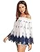 Floerns Women's Long Sleeve Off Shoulder Boho Blouse Top Navy M