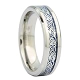 6mm Blue Celtic Dragon Unisex Tungsten Carbide Ring Wedding Band By MJ