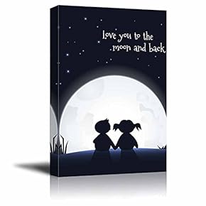 Canvas Prints Wall Art - Love You to The Moon and Back | Modern Wall Decor/Home Decoration Stretched Gallery Canvas Wrap Giclee Print. Ready to Hang - 12" x 18"