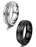 LOYALLOOK 2pcs Stainless Steel Spinner Wedding Rings for Men Women Biker Chain Rings 8mm Wide Size 7-13