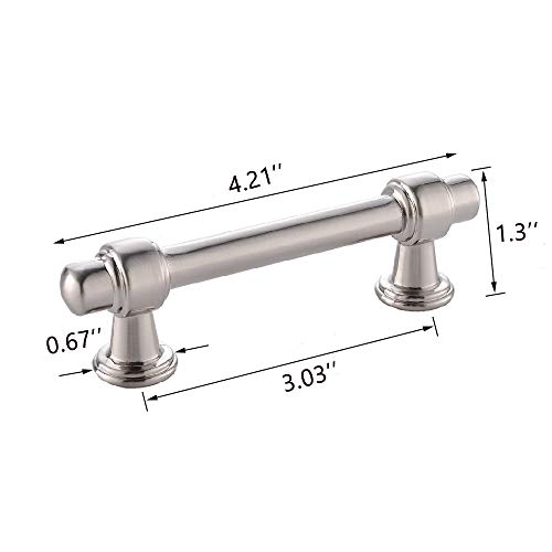 Stainless Steel Modern Brushed Nickel Pull Kitchen Cabinets Handles, 3.03 Inch(76mm) Hole Centers,25 Pack - Thumbnail 6