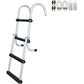 Mojiate Made 4-Step Aluminum Folding Boat Ladder - Sturdy Aluminum Marine Stepladder - Removable Folding Design for Easy Storage - Ideal for Marine, Boats, Ships, Pantoon and Yachts