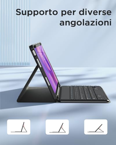 EasyAcc Keyboard Cover Compatible with Lenovo Idea Tab 11 Inch Tablet 2025 (TB-336ZU/TB-336FU) with Protective Film, Removable Keyboard Case with Black Pen Holder