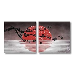 Canvas Wall Art Abstract Beautiful Flowers Plum Blossoms Painting Artwork for Home Prints Framed - 12"x12" x 2 Panels