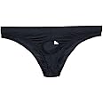 Mens Solid Color Ice Silk Open Front Bikini Briefs Underwear