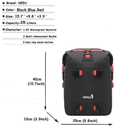 image for Waterpoof Motorcycle Tail Bag, SEEU Universal Motorcycle Seat Bag Moto
