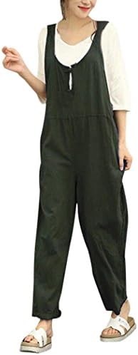 Daylin 1PC Womens Women Lady Daily Solid Soft Nice Large Size Sleeveless Dungarees Loose Cotton Long Playsuit Jumpsuit Pants Trousers