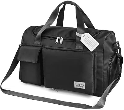 Flintronic Lightweight Travel Gym Duffel Foldable 50L Wet Dry Black