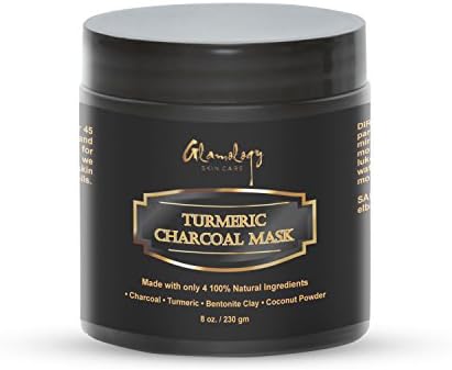 Glamology Turmeric Charcoal Mask, with Bentonite and Coconut Powder, Anti Ageing , Clear Blackheads and Acne, infused with Andy Anand's 6 Secret hand picked herbs (16 oz.)