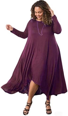 Women's Long Loose Casual Asymmetrical Oversize Handkerchief Hem Jersey Maxi Dress (Made In The USA)