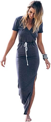 Yatim Women Sexy V Neck Summer Wear Casual Comfort Bodycon Pencil Dress (M)