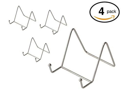 Pack of 4 Nickel Plate Stands Decorative Counter Top Displays for Kitchenware - 3 x 3 Inches - By Bovado USA