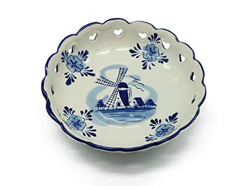Blue and White Delft Blue Round Heart Basket (6.5")