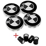 Health mall Wheel Center Caps and Tire Valve Stem Caps Emblem 68mm Rim Center Hub Caps for E30 325i 328i E36 E46 E34 E39 E60 E65 E38 Wheels Logo Black & White Color