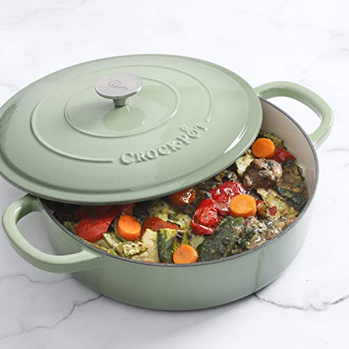 Crock Pot Artisan Enameled Cast Iron Braiser W/Lid, 5Quart, Pistachio