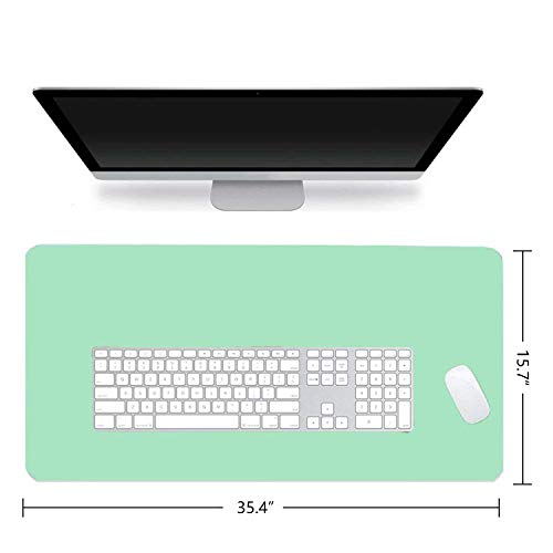 Practical Office Desk Pad Protector, Mint Green - Sky Blue Double-Sided Desk Mat â€“ 31.5" x15.7" PU Leather Computer Pad Comfortable Writing Surface Desk Accessories for Women - Office/Home DÃ©cor