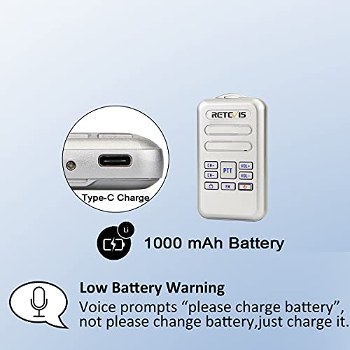 Retevis RT20 Rechargeable WalkieTalkies,Wearable Walkie Talkie for