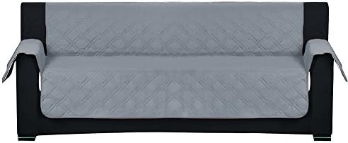 Yeios Waterproof Dog Couch Cover Quilted Sofa Slipcover Pet Couch Cover for Pets and Kids Furniture Protector with Back Nonslip Paws Machine Washable Gray