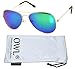 OWL Classic Aviator Sunglasses Metal Frame Silver Full Reflective Blue Mirror Lens UV400