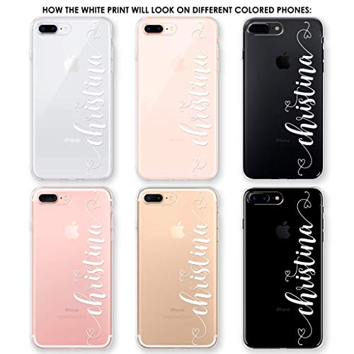 Personalized Phone Case Clear iPhone XS Max XR X 10 8 Plus 7 6s 6 SE 5s 5 with Custom Name Hearts Slim Soft Rubber