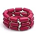 Lanue Thkmeet Fashion Handmade Bead Multilayer Statement Necklace Bracelet Earrings Jewelry Set (Rose red)